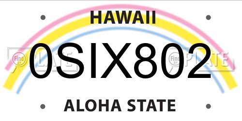 0SIX802 Hawaii License Plate