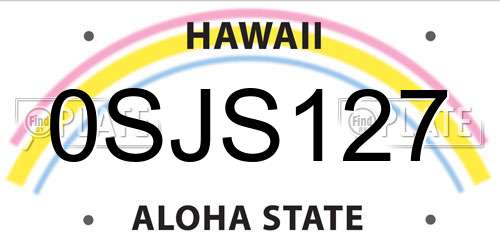 0SJS127 Hawaii License Plate
