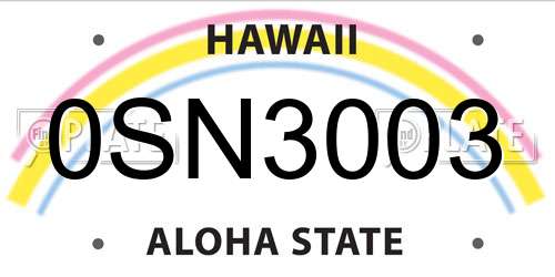 0SN3003 Hawaii License Plate