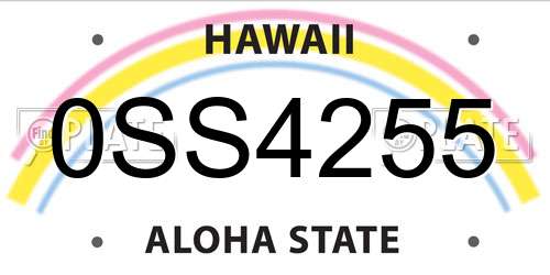0SS4255 Hawaii License Plate