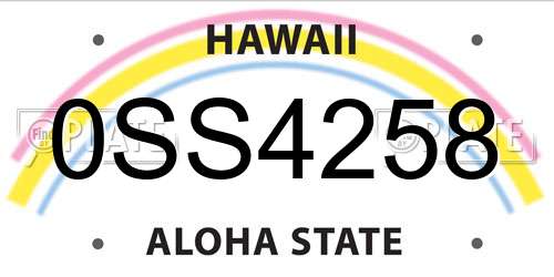 0SS4258 Hawaii License Plate