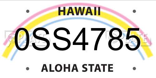 0SS4785 Hawaii License Plate