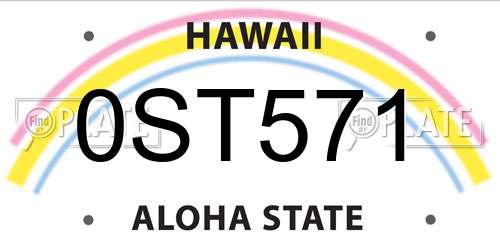 0ST571 Hawaii License Plate