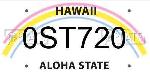 0ST720 Hawaii License Plate