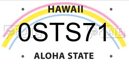 0STS71 Hawaii License Plate