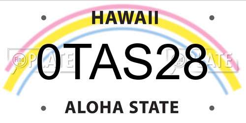 0TAS28 Hawaii License Plate