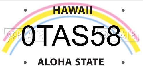 0TAS58 Hawaii License Plate