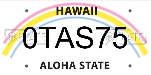 0TAS75 Hawaii License Plate