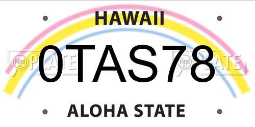 0TAS78 Hawaii License Plate