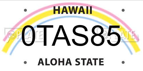 0TAS85 Hawaii License Plate