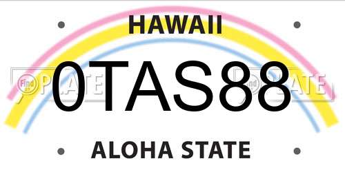 0TAS88 Hawaii License Plate
