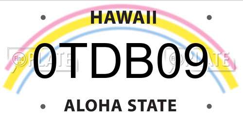 0TDB09 Hawaii License Plate