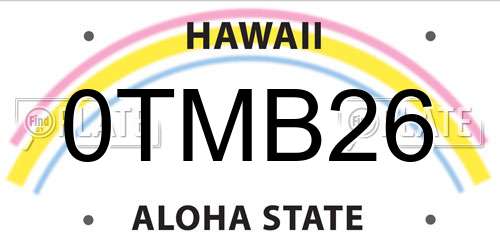 0TMB26 Hawaii License Plate