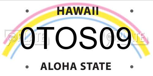 0TOS09 Hawaii License Plate