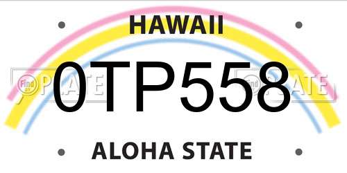0TP558 Hawaii License Plate