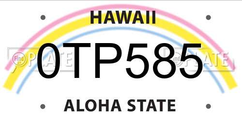 0TP585 Hawaii License Plate