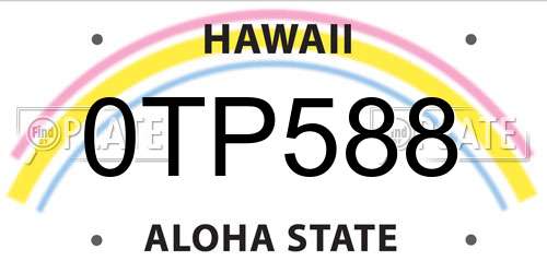 0TP588 Hawaii License Plate