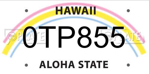 0TP855 Hawaii License Plate