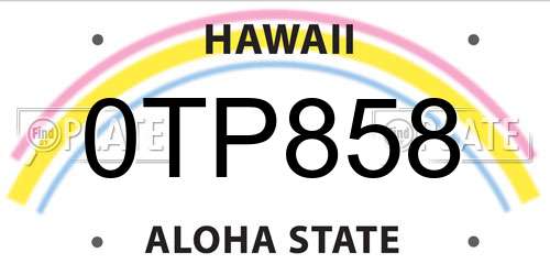 0TP858 Hawaii License Plate
