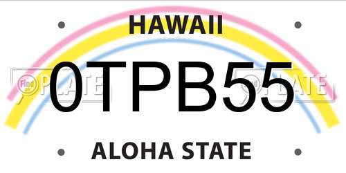 0TPB55 Hawaii License Plate