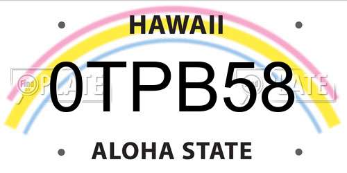 0TPB58 Hawaii License Plate