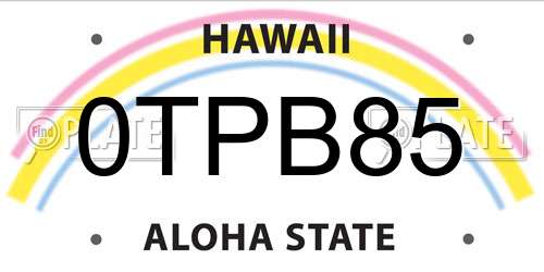 0TPB85 Hawaii License Plate