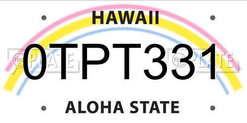 0TPT331 Hawaii License Plate