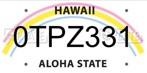 0TPZ331 Hawaii License Plate
