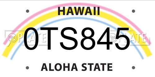 0TS845 Hawaii License Plate