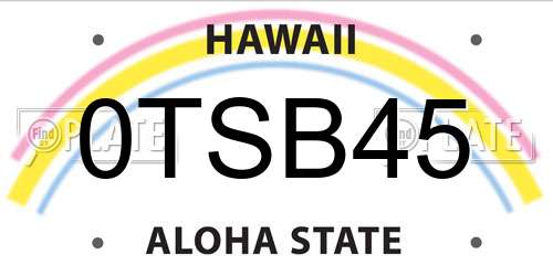 0TSB45 Hawaii License Plate