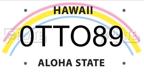 0TTO89 Hawaii License Plate