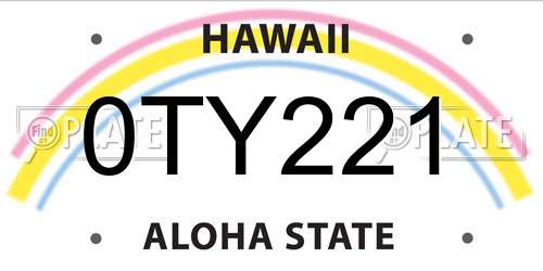 0TY221 Hawaii License Plate