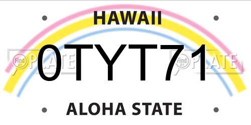 0TYT71 Hawaii License Plate