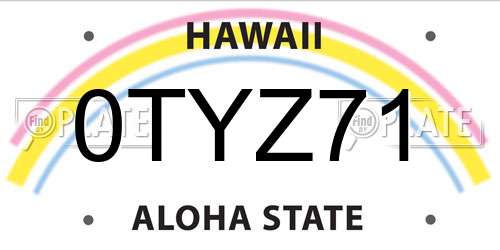 0TYZ71 Hawaii License Plate