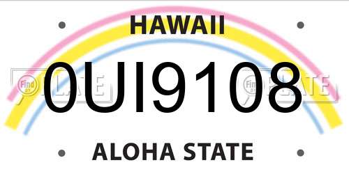 0UI9108 Hawaii License Plate