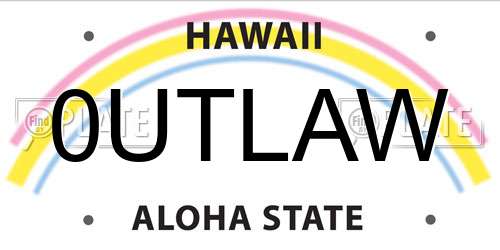 0UTLAW Hawaii License Plate