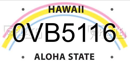 0VB5116 Hawaii License Plate