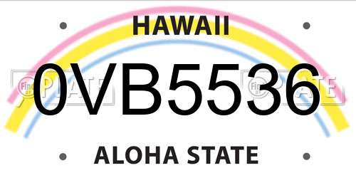 0VB5536 Hawaii License Plate