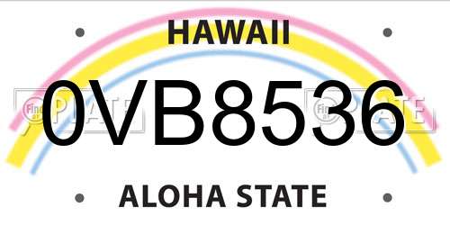 0VB8536 Hawaii License Plate