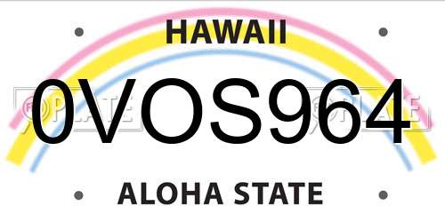 0VOS964 Hawaii License Plate