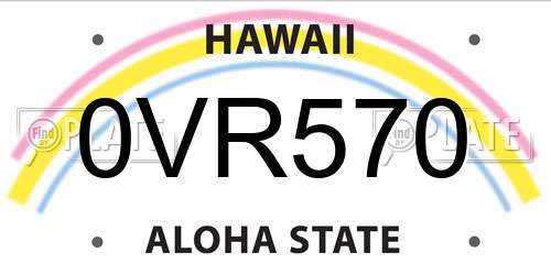 0VR570 Hawaii License Plate