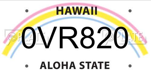 0VR820 Hawaii License Plate