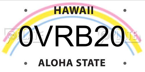 0VRB20 Hawaii License Plate