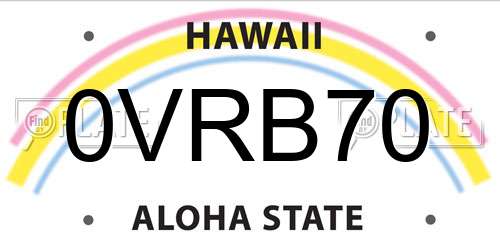 0VRB70 Hawaii License Plate