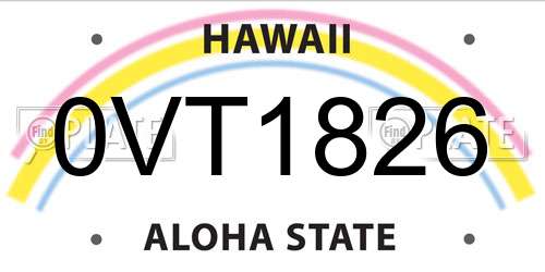 0VT1826 Hawaii License Plate