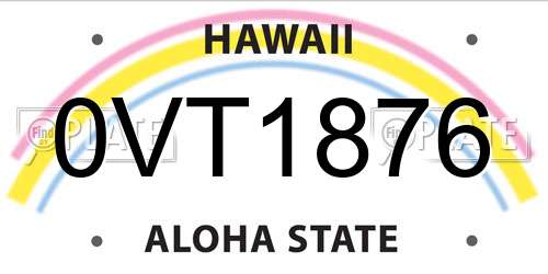 0VT1876 Hawaii License Plate