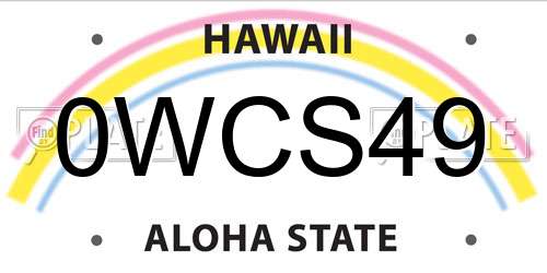 0WCS49 Hawaii License Plate