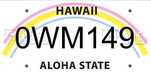 0WM149 Hawaii License Plate