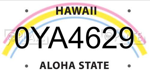 0YA4629 Hawaii License Plate
