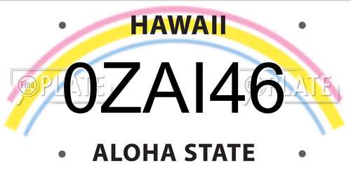0ZAI46 Hawaii License Plate